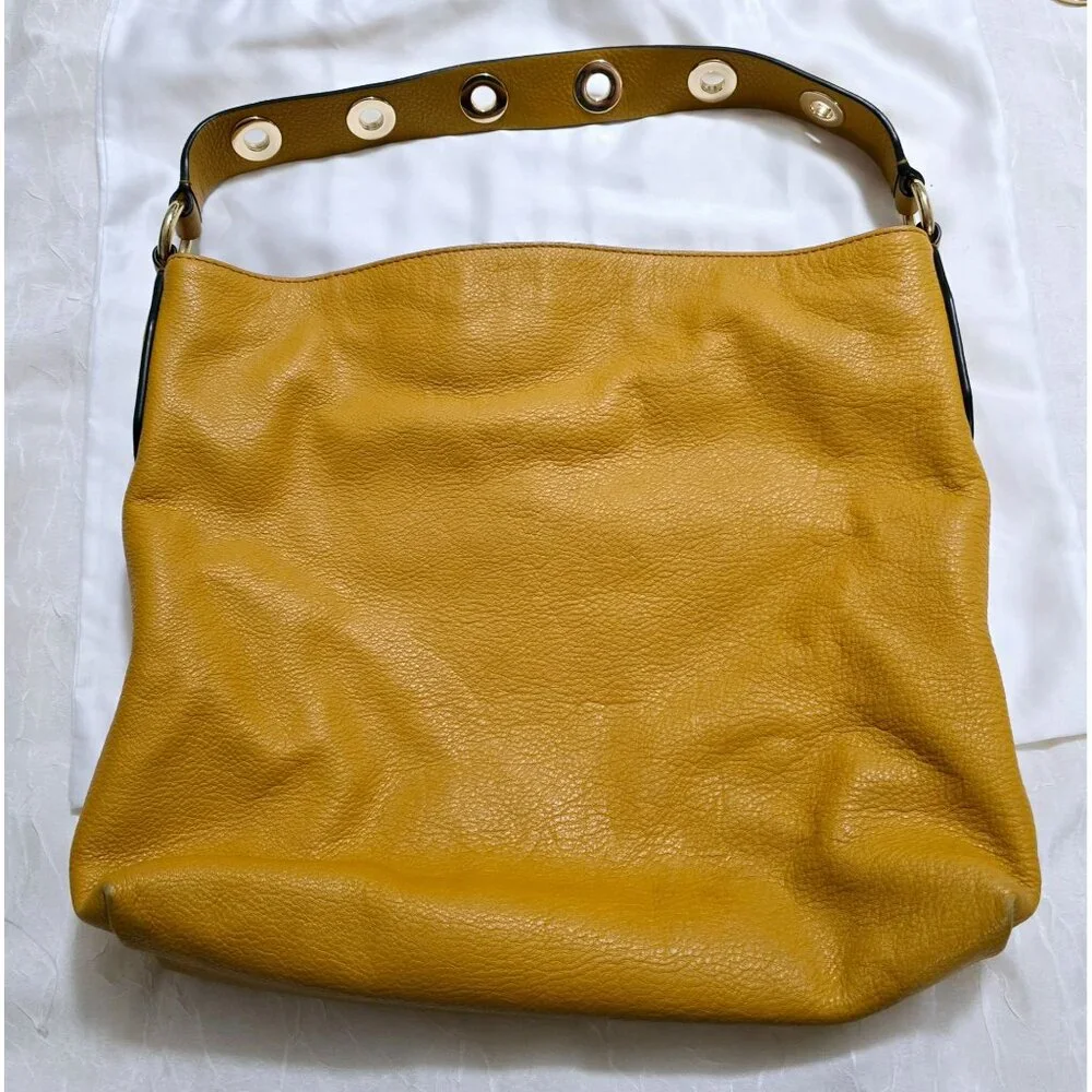 Michael Kors Brooklyn Large Leather Shoulder Handbag Purse Yellow